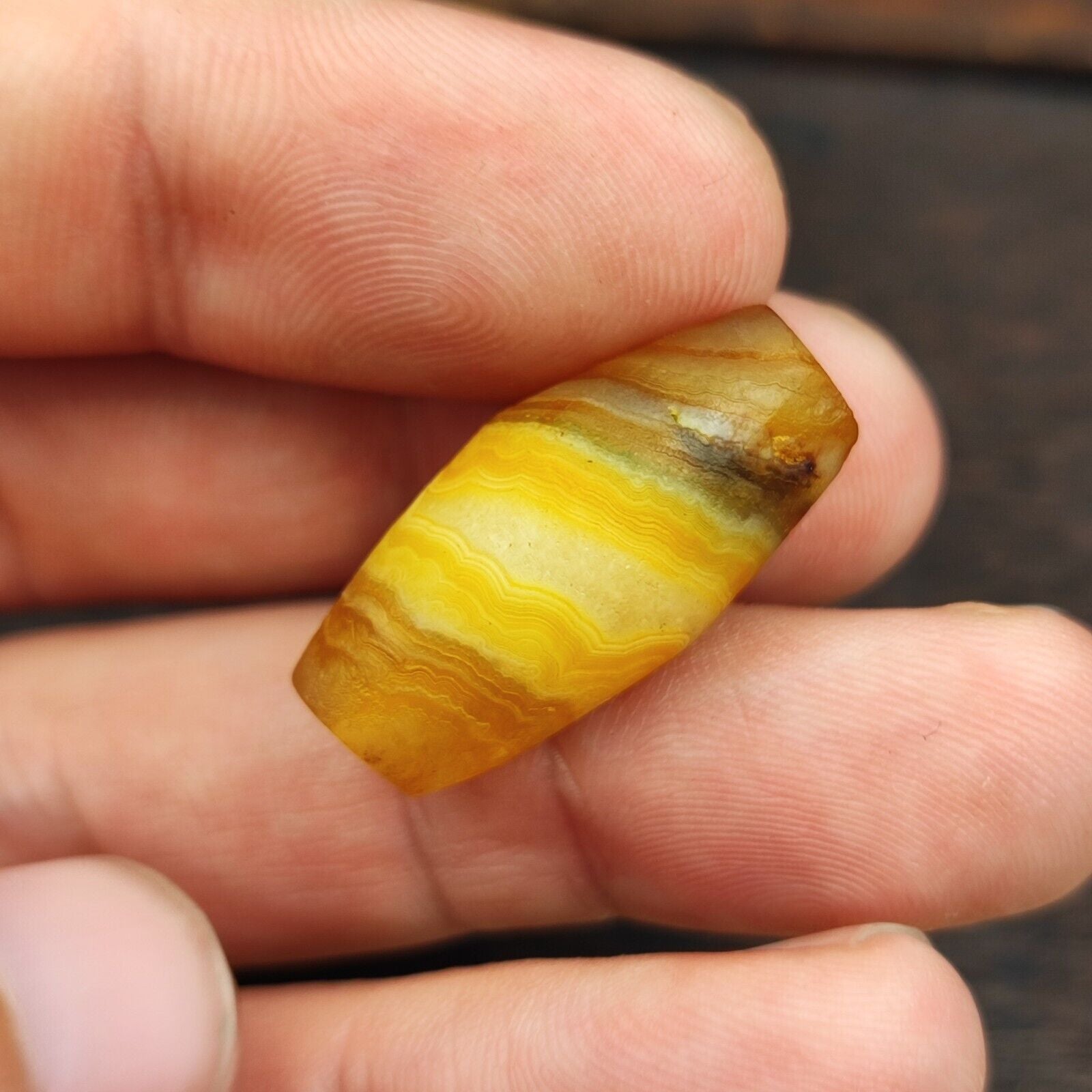 Antique Yemeni Old Crystal Agate Middle Eastern Red, yellow Agate Bead -7Y