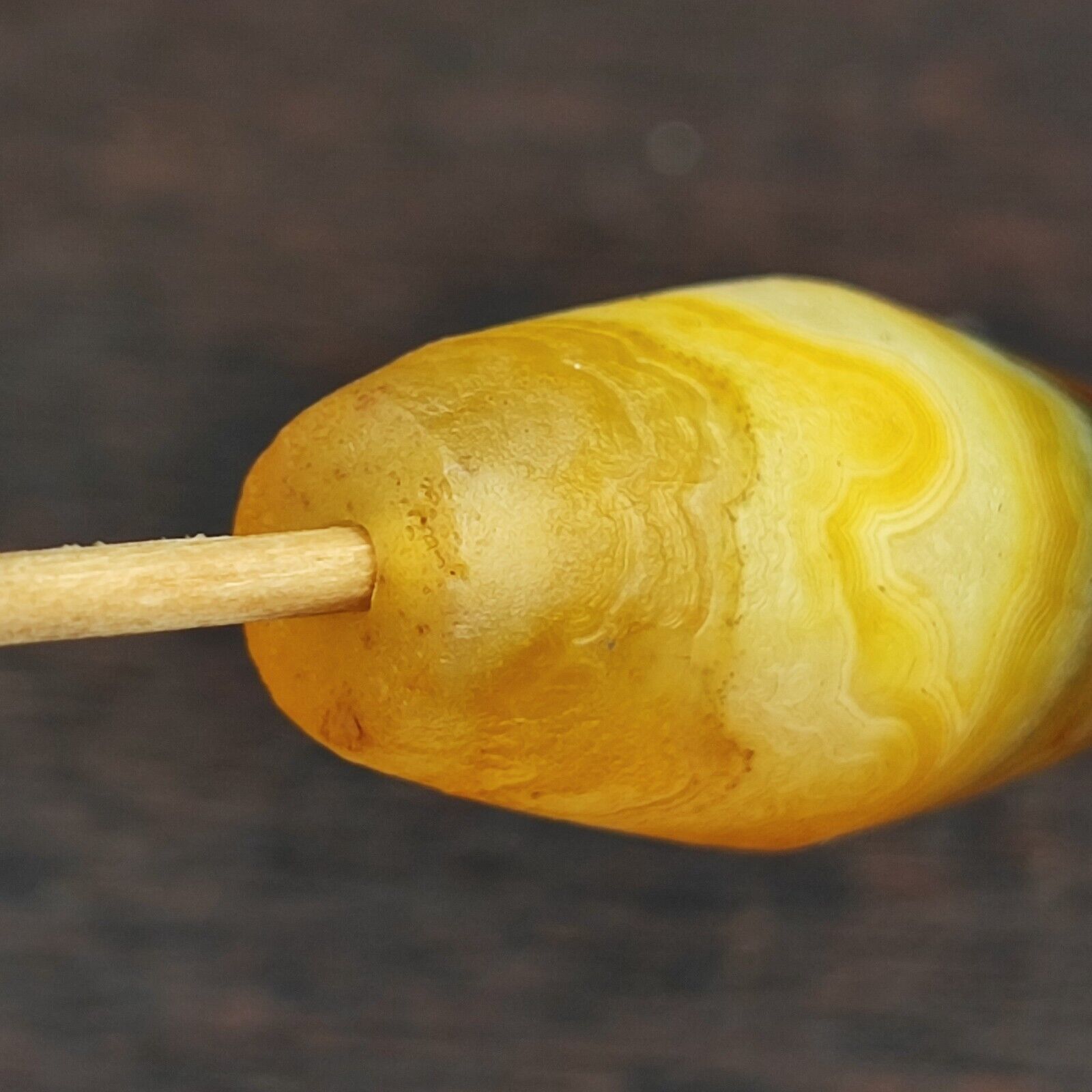 Antique Yemeni Old Crystal Agate Middle Eastern Red, yellow Agate Bead -7Y