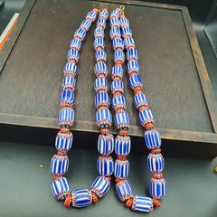 Vintage Black Chevron Venetian Style Multilayers Glass Beads Necklace CHB-1