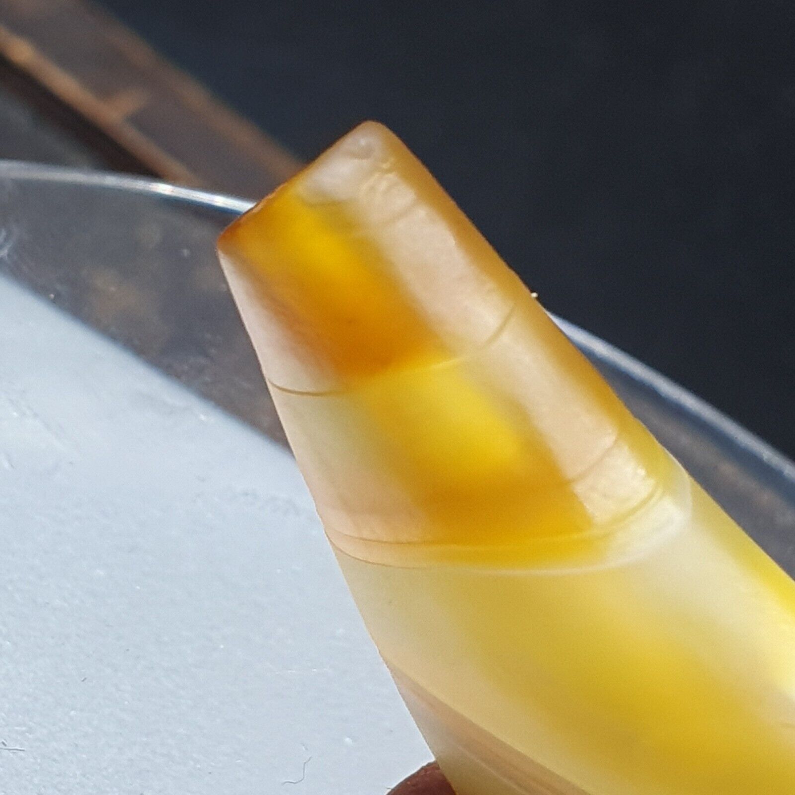 Rare Antique Yemeni Old Crystal Agate Middle Eastern yellow Agate Bead -Y2