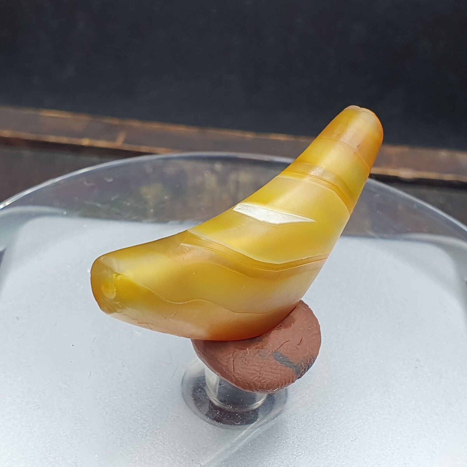 Rare Antique Yemeni Old Crystal Agate Middle Eastern yellow Agate Bead -Y2