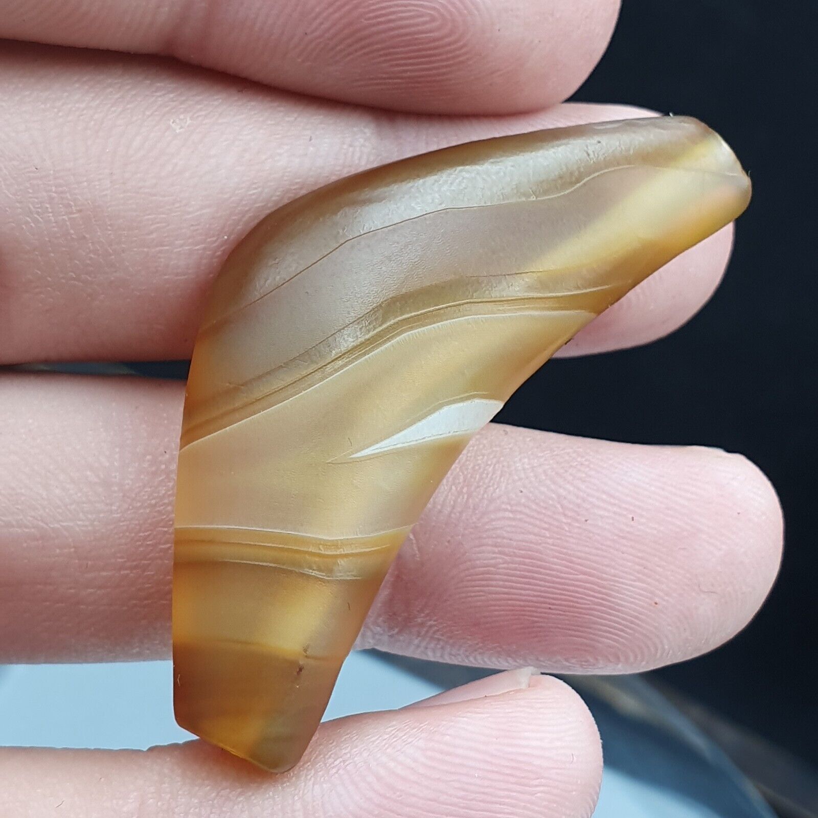 Rare Antique Yemeni Old Crystal Agate Middle Eastern yellow Agate Bead -Y2