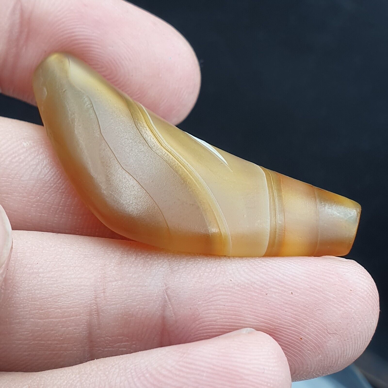 Rare Antique Yemeni Old Crystal Agate Middle Eastern yellow Agate Bead -Y2