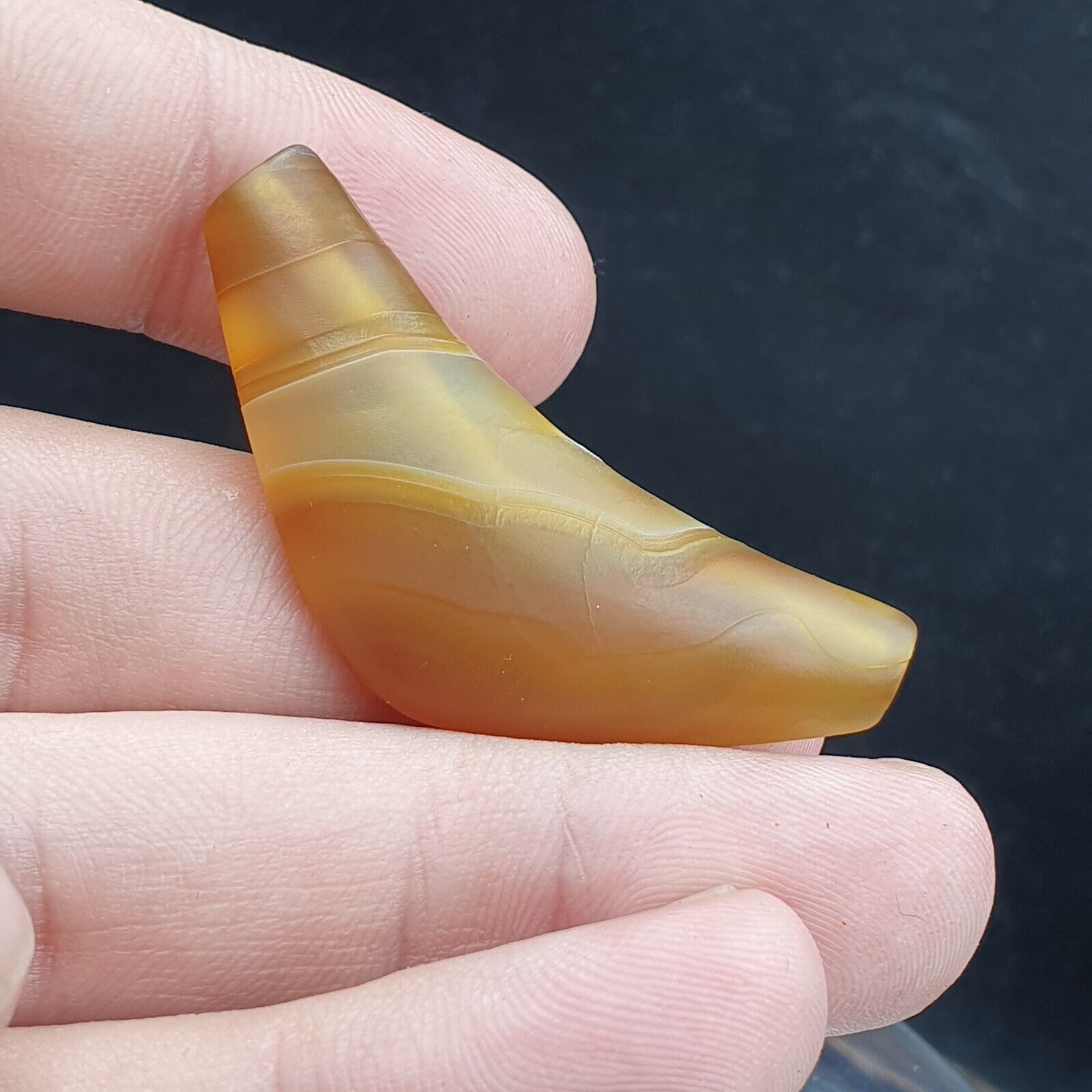 Rare Antique Yemeni Old Crystal Agate Middle Eastern yellow Agate Bead -Y2