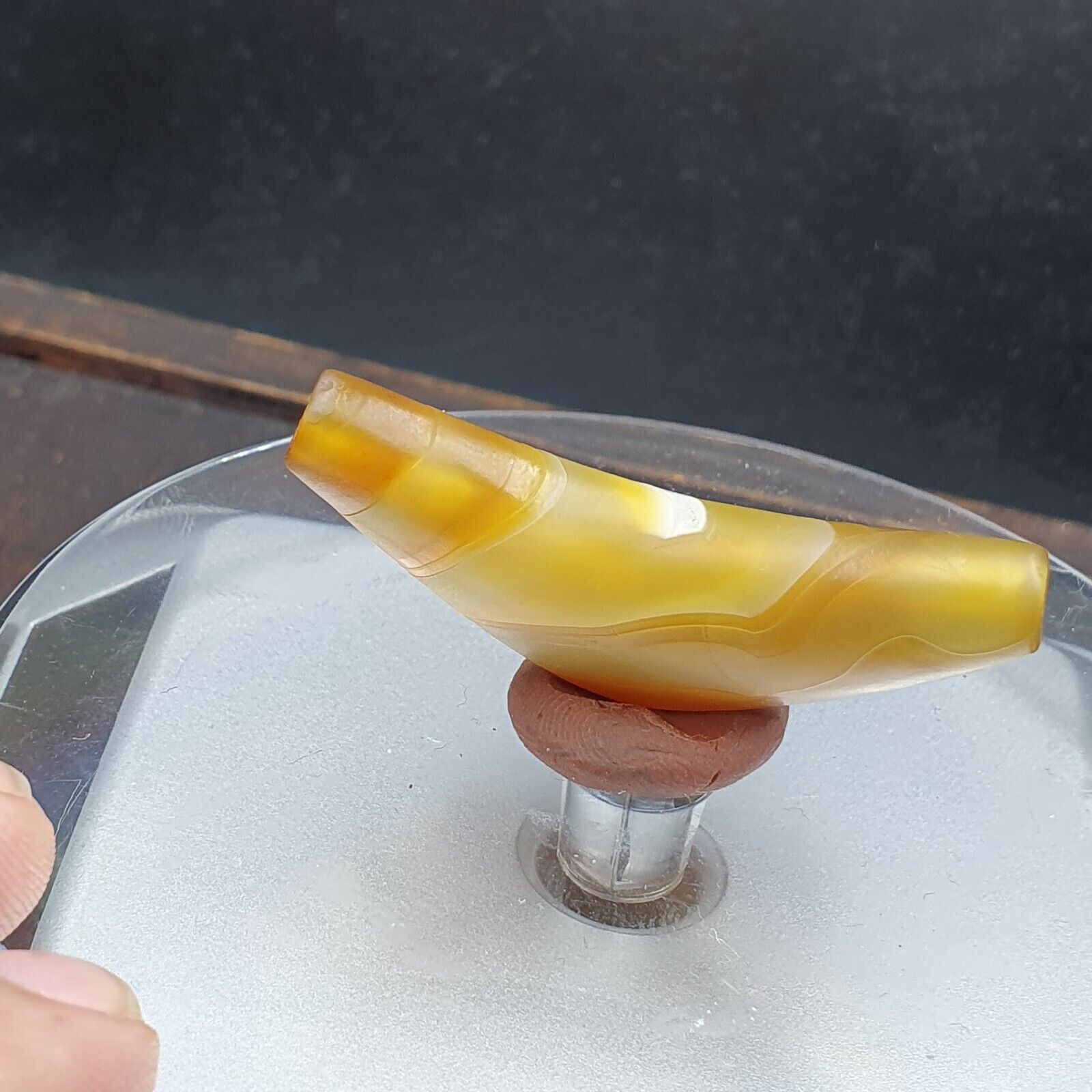 Rare Antique Yemeni Old Crystal Agate Middle Eastern yellow Agate Bead -Y2