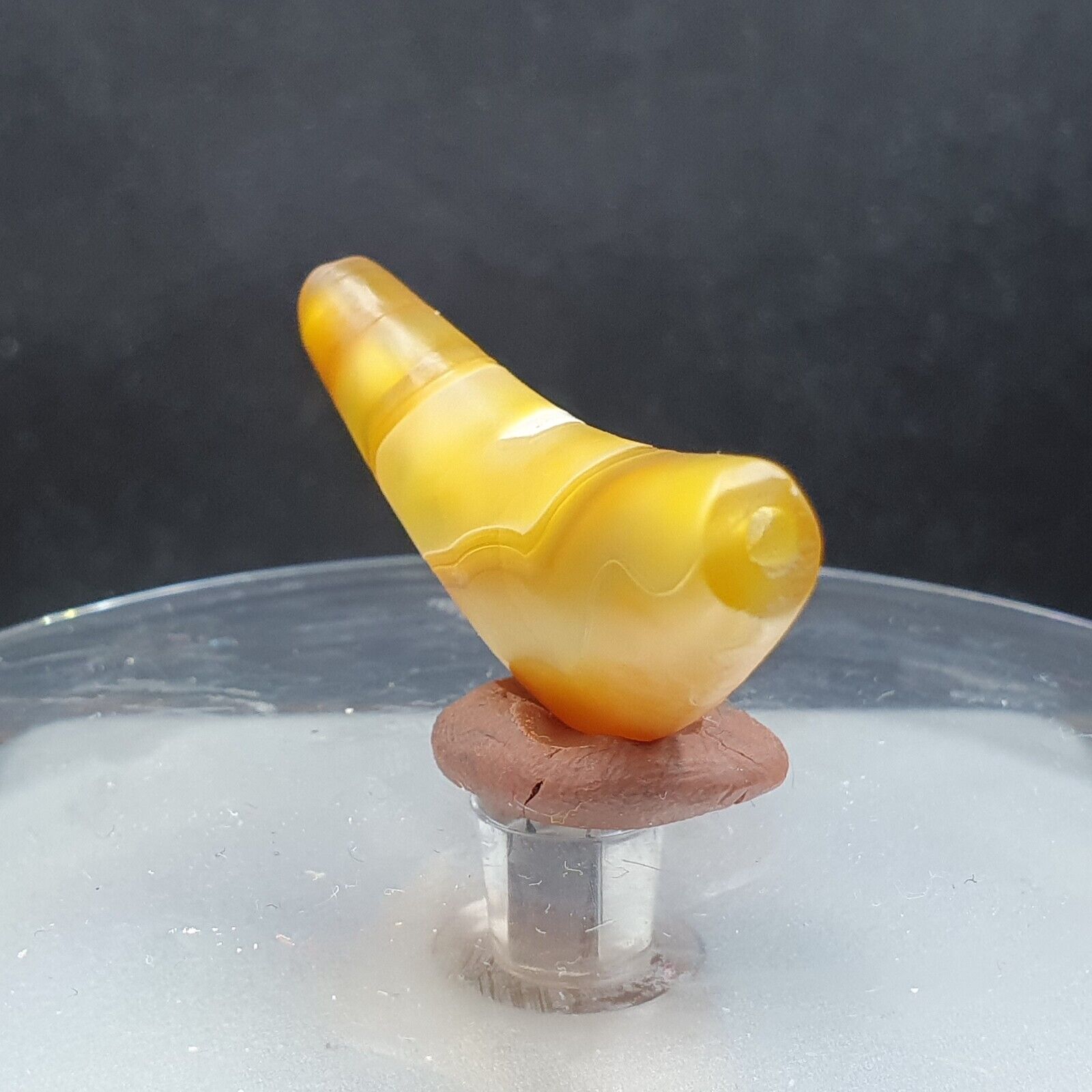 Rare Antique Yemeni Old Crystal Agate Middle Eastern yellow Agate Bead -Y2