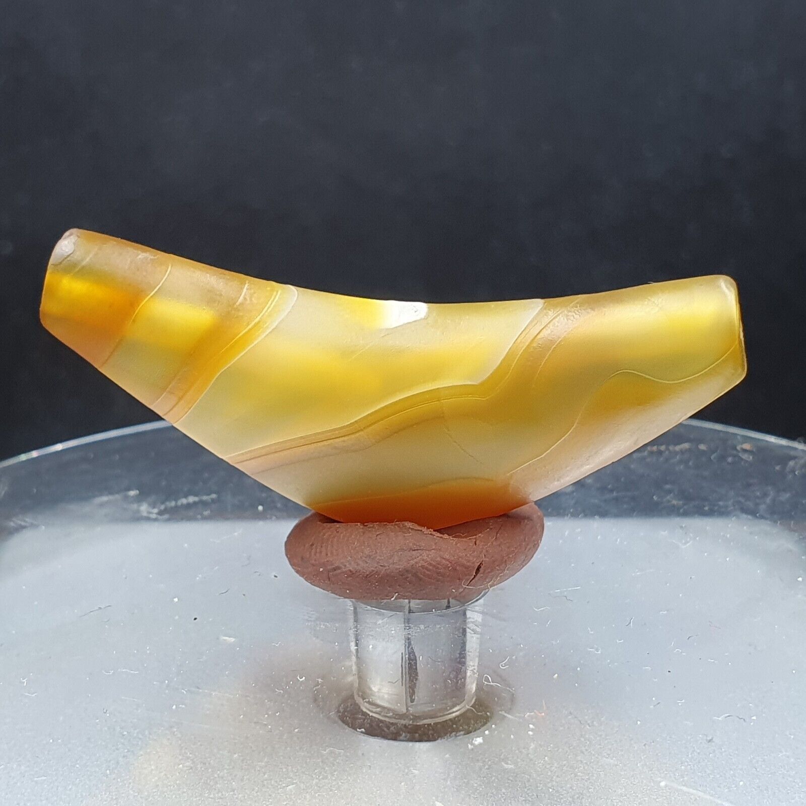 Rare Antique Yemeni Old Crystal Agate Middle Eastern yellow Agate Bead -Y2