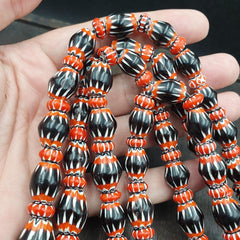 Vintage Black Chevron Venetian Style Multilayers Glass Beads Necklace CHB-1