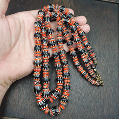 Vintage Black Chevron Venetian Style Multilayers Glass Beads Necklace CHB-1