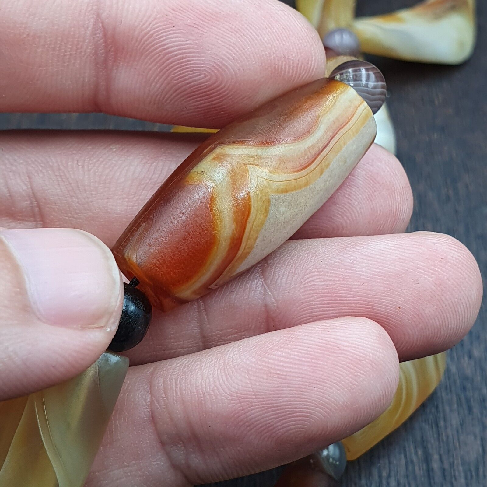 Antique Yemeni Old Crystal Agate Middle Eastern yellow Agate Beads necklace