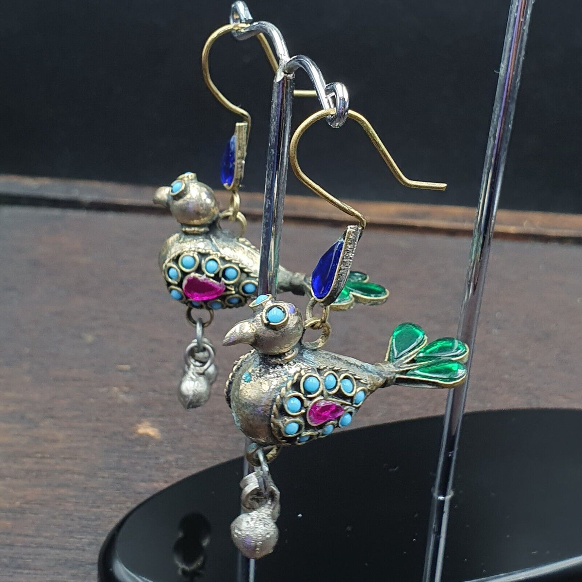 Pair of Vintage Handmade Birds Earrings From Afghanistan