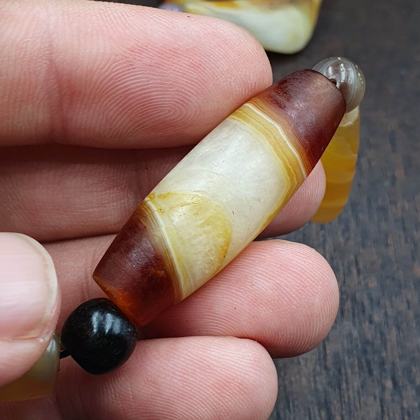 Antique Yemeni Old Crystal Agate Middle Eastern yellow Agate Beads necklace
