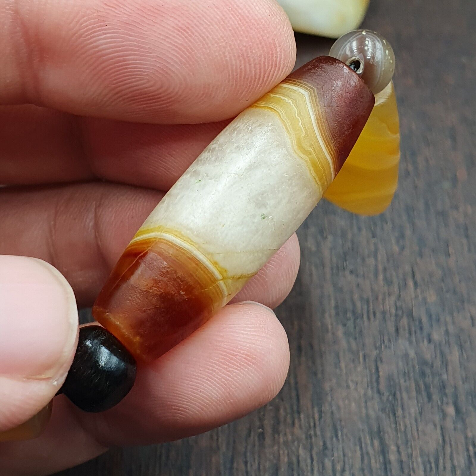 Antique Yemeni Old Crystal Agate Middle Eastern yellow Agate Beads necklace