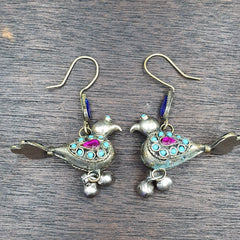 Pair of Vintage Handmade Birds Earrings From Afghanistan