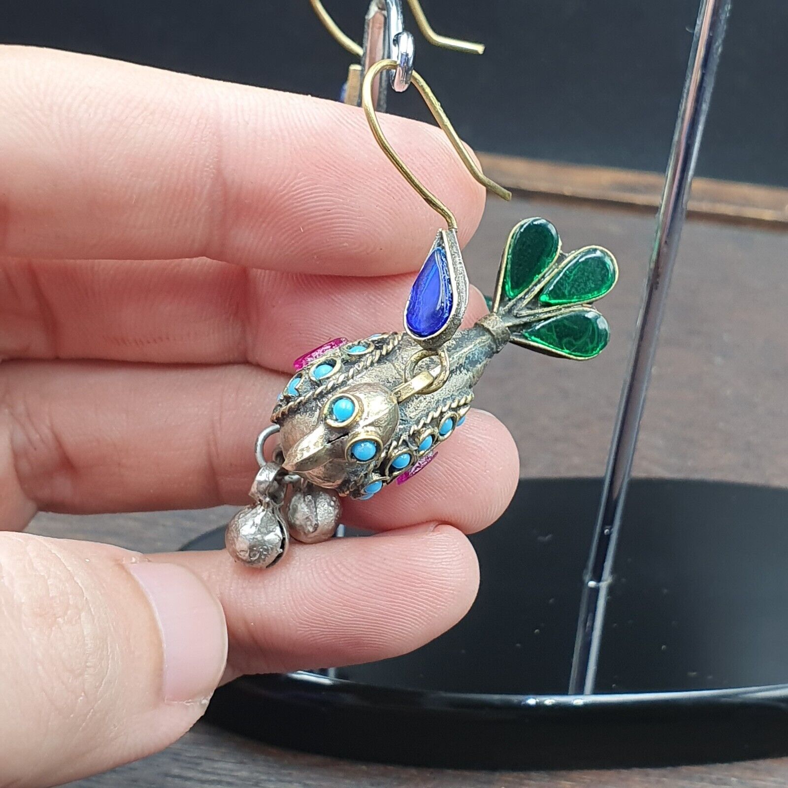 Pair of Vintage Handmade Birds Earrings From Afghanistan