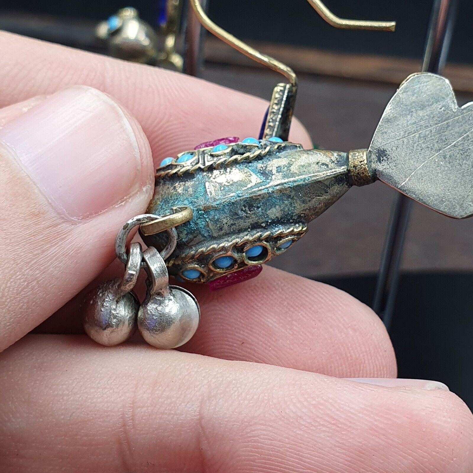 Pair of Vintage Handmade Birds Earrings From Afghanistan