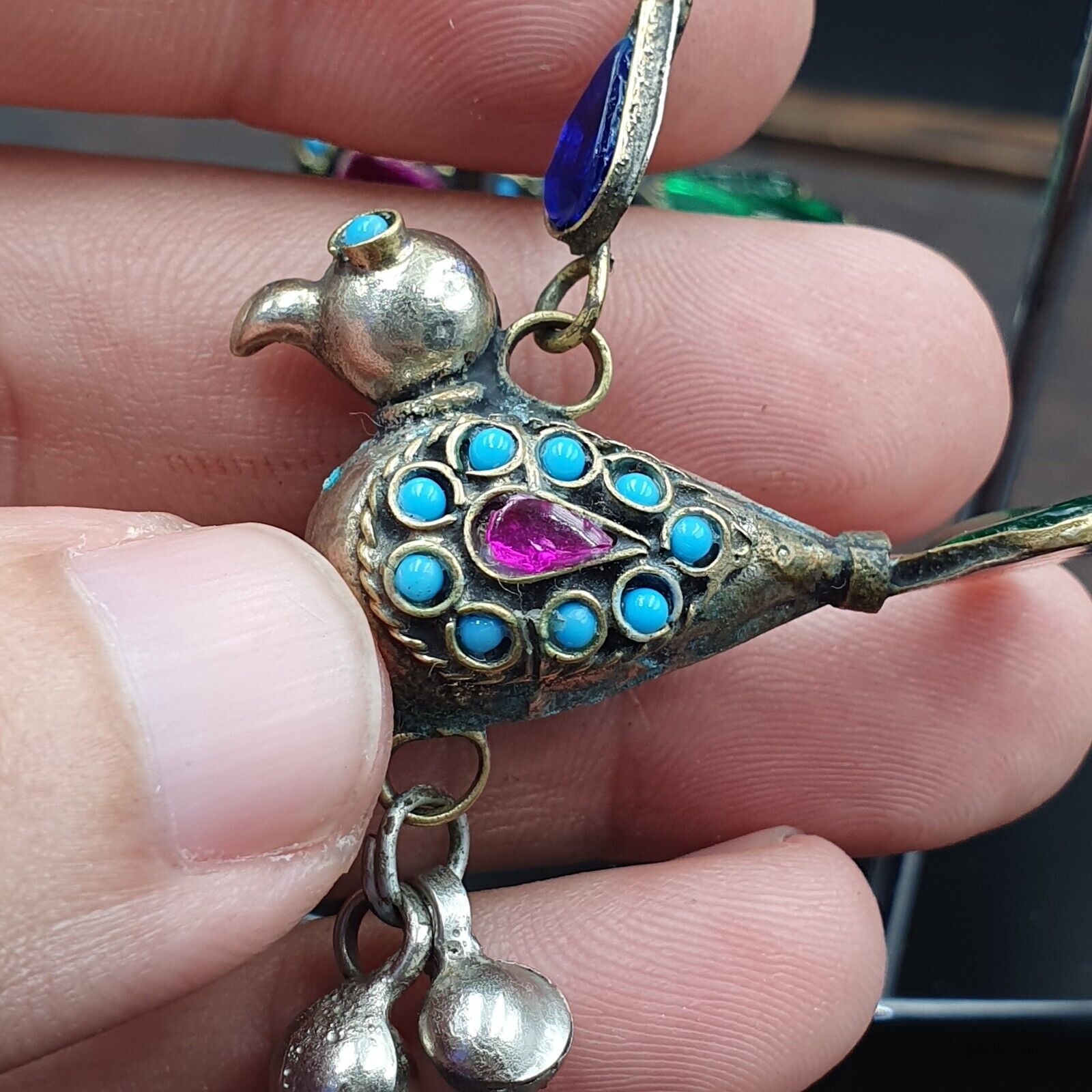 Pair of Vintage Handmade Birds Earrings From Afghanistan