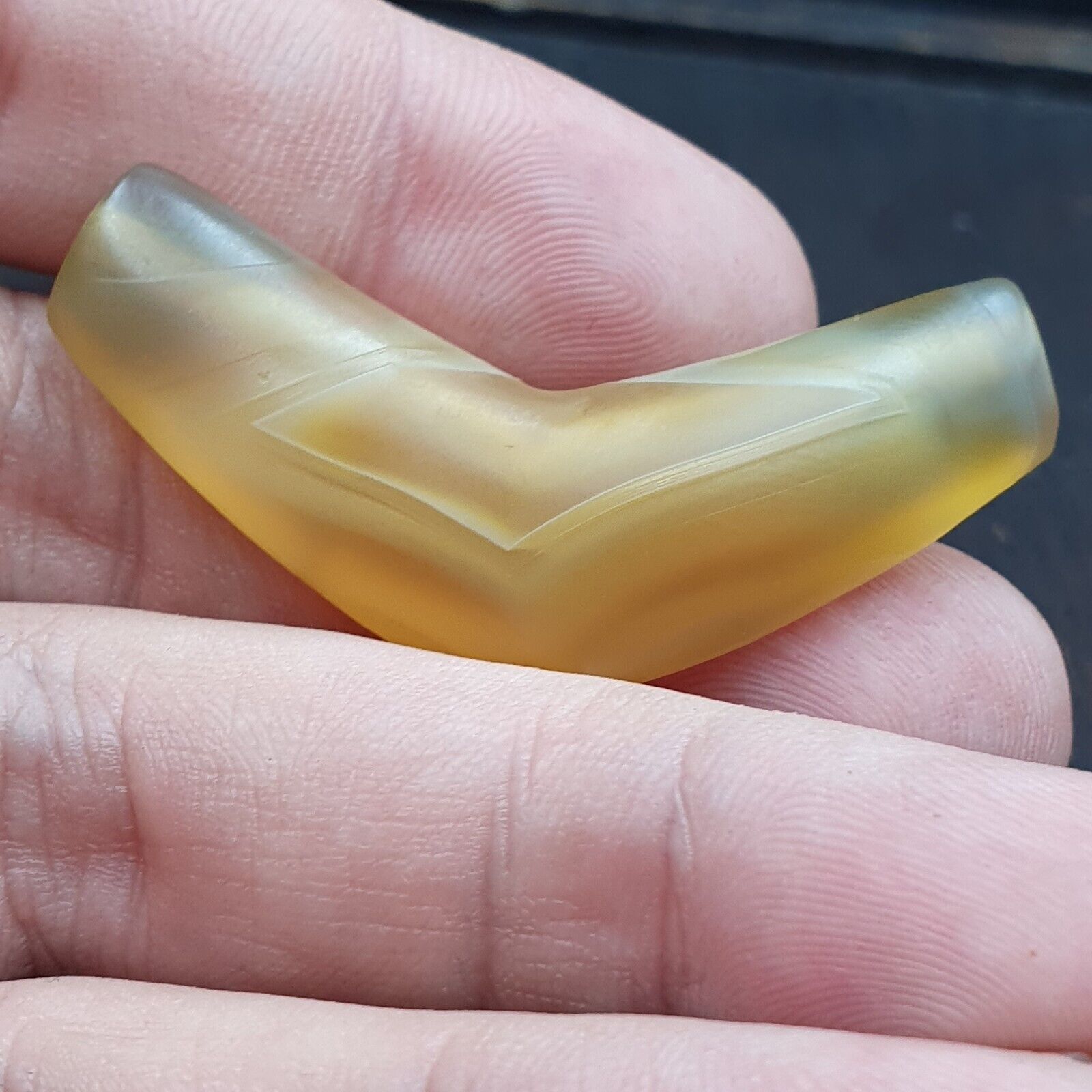 Antique Yemeni Old Crystal Agate Middle Eastern yellow Agate Bead -Y1