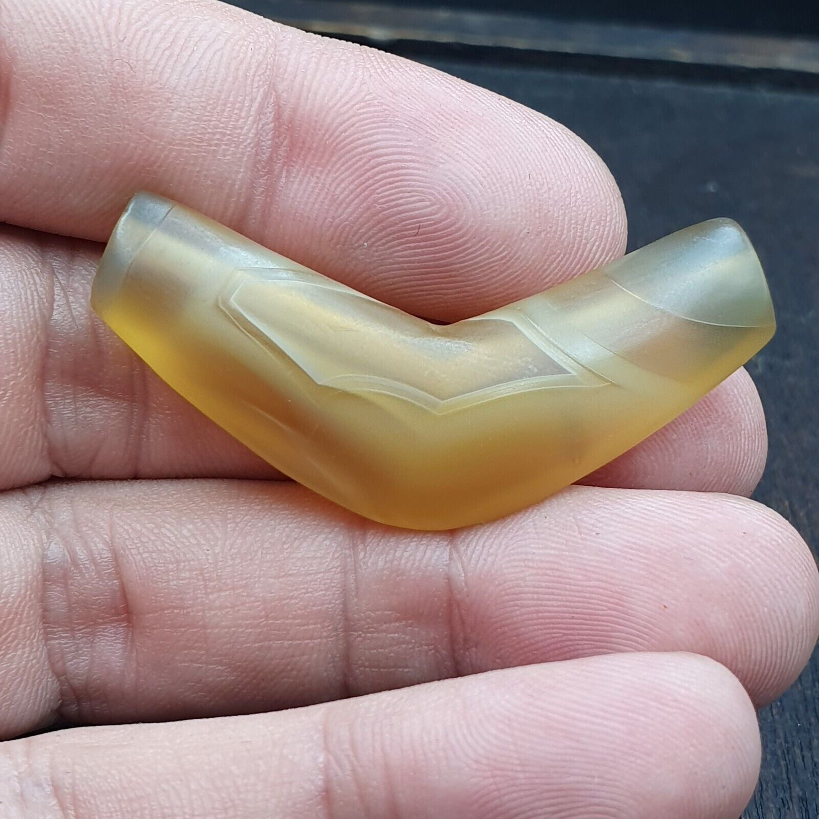 Antique Yemeni Old Crystal Agate Middle Eastern yellow Agate Bead -Y1