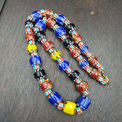 Vintage Chevron Venetian Style Multilayers Glass Beads Necklace 15mm MCH-2