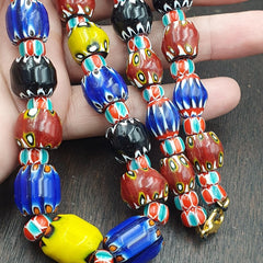Vintage Chevron Venetian Style Multilayers Glass Beads Necklace 15mm MCH-2