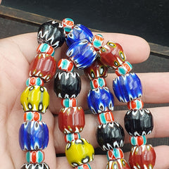Vintage Chevron Venetian Style Multilayers Glass Beads Necklace 15mm MCH-2