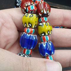 Vintage Chevron Venetian Style Multilayers Glass Beads Necklace 15mm MCH-2