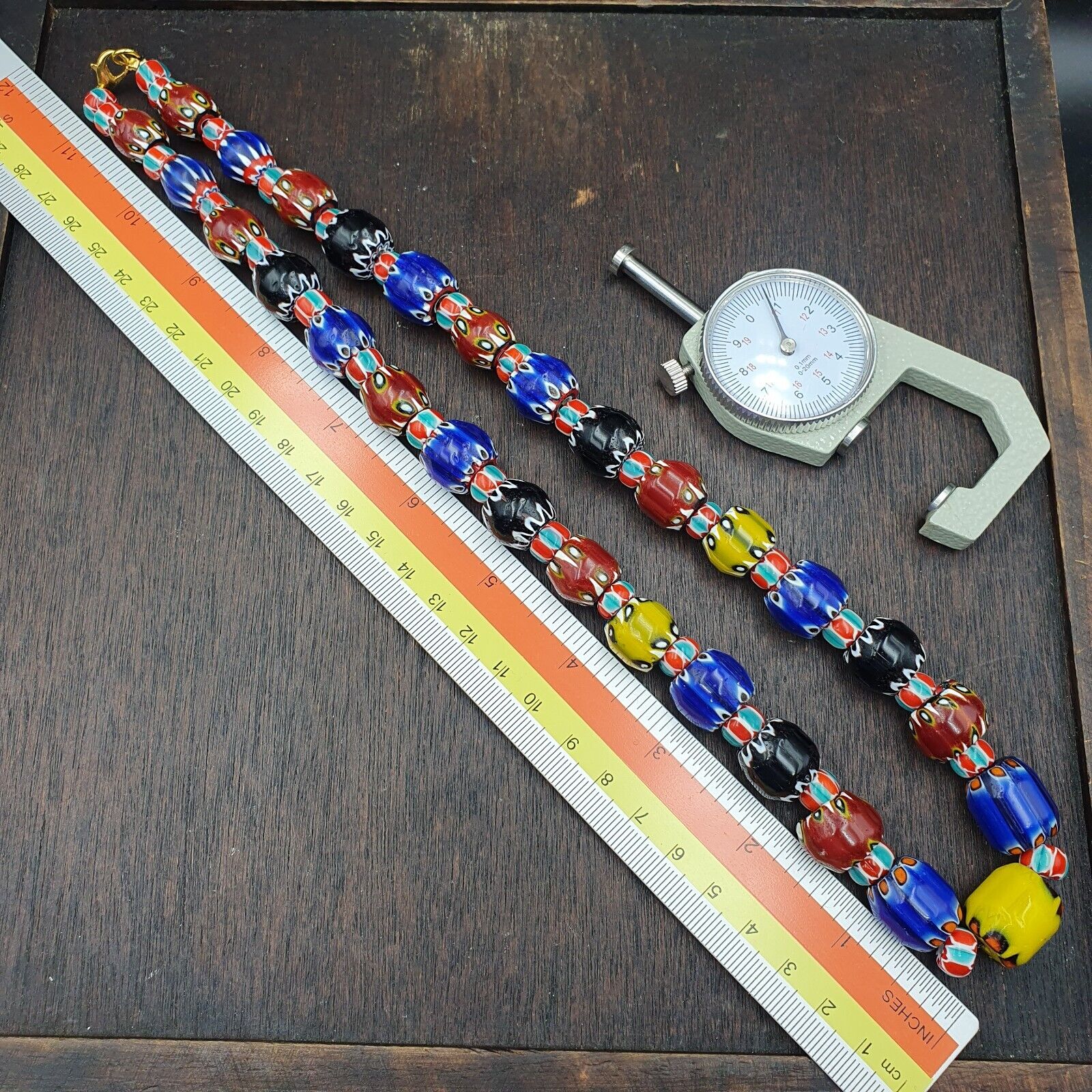Vintage Chevron Venetian Style Multilayers Glass Beads Necklace 15mm MCH-2