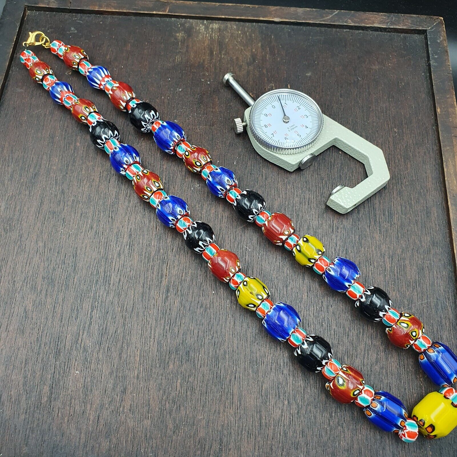 Vintage Chevron Venetian Style Multilayers Glass Beads Necklace 15mm MCH-2