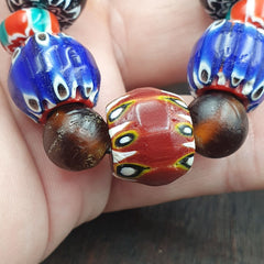 Vintage Chevron Venetian Style Multilayers Glass Beads Necklace 15mm MCH-1