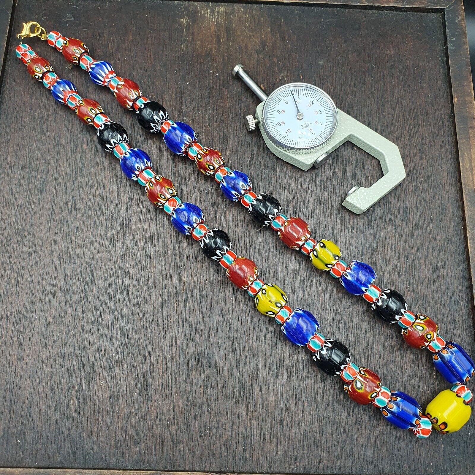 Vintage Chevron Venetian Style Multilayers Glass Beads Necklace 15mm MCH-2