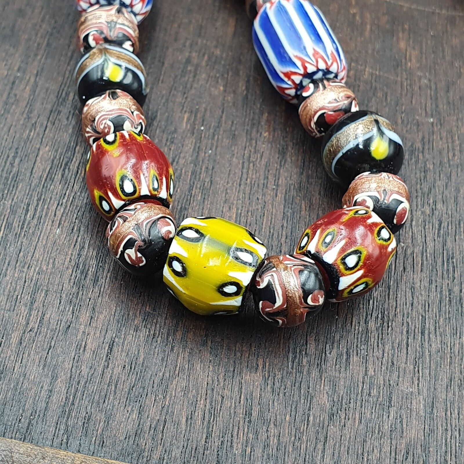 Vintage Chevron Venetian Style Multilayers Glass Beads Necklace 15-8mm MCH-3