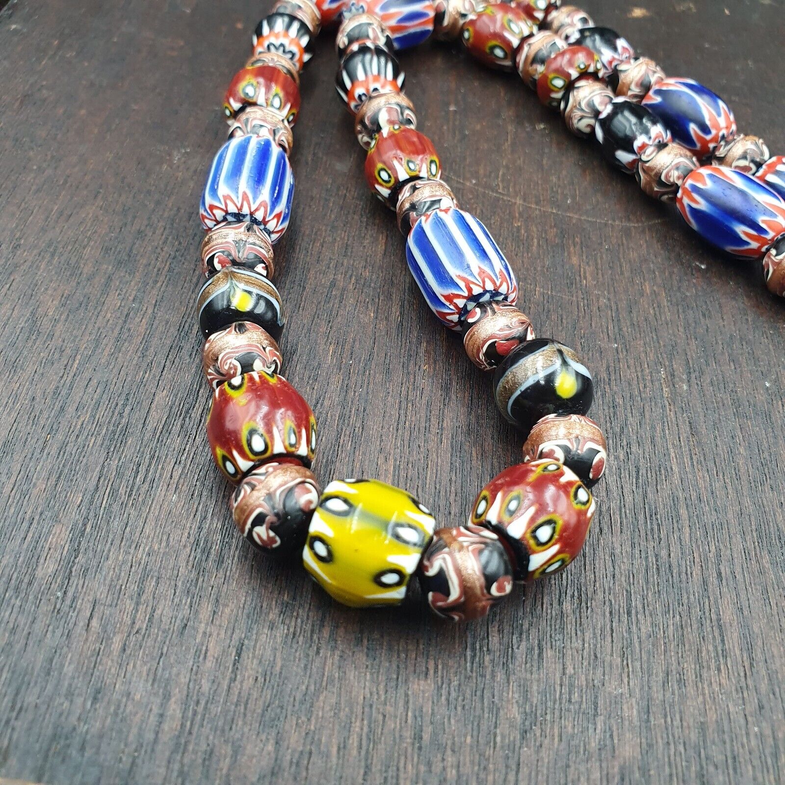 Vintage Chevron Venetian Style Multilayers Glass Beads Necklace 15-8mm MCH-3