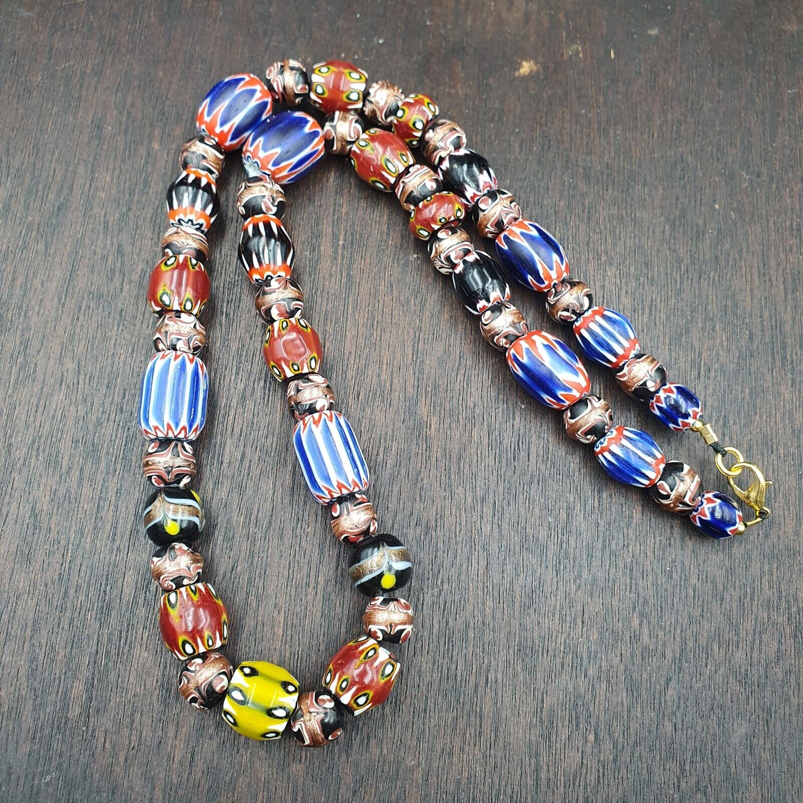 Vintage Chevron Venetian Style Multilayers Glass Beads Necklace 15-8mm MCH-3