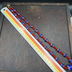 Vintage Chevrons & White Heart Venetian Multilayers Glass Beads Necklace N-315