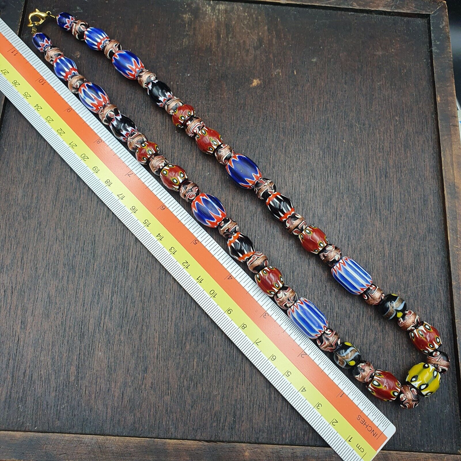 Vintage Chevron Venetian Style Multilayers Glass Beads Necklace 15-8mm MCH-3