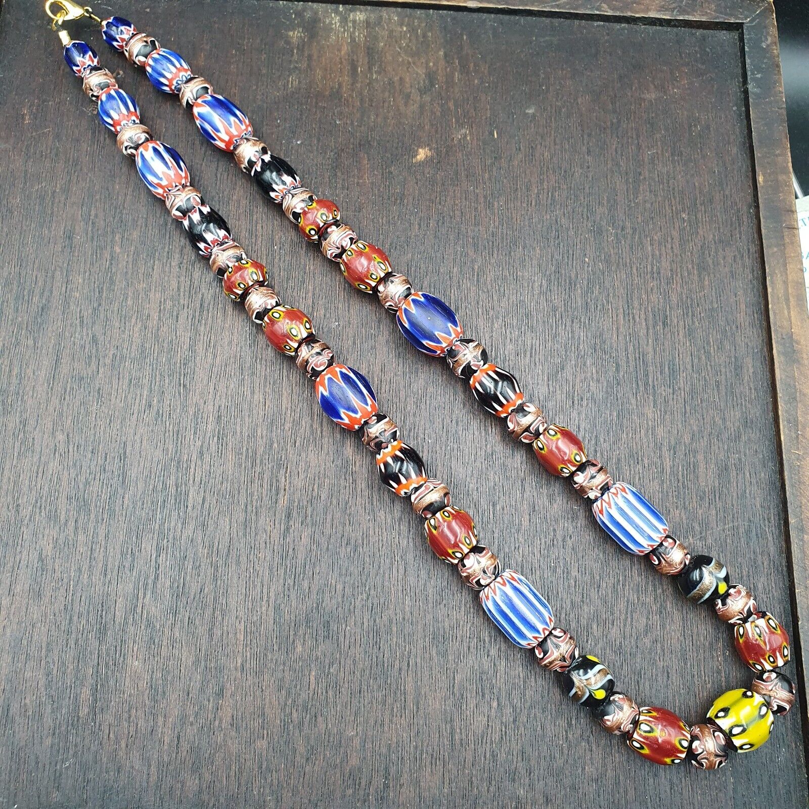 Vintage Chevron Venetian Style Multilayers Glass Beads Necklace 15-8mm MCH-3