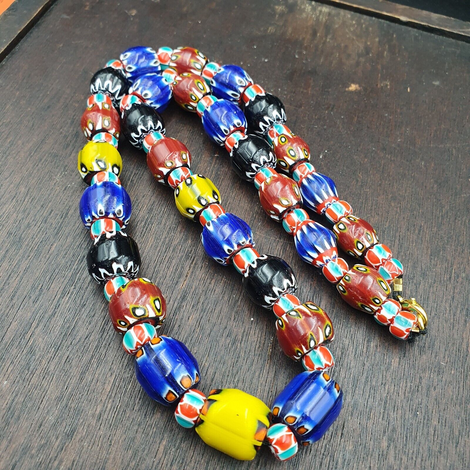 Vintage Chevron Venetian Style Multilayers Glass Beads Necklace 15mm MCH-2