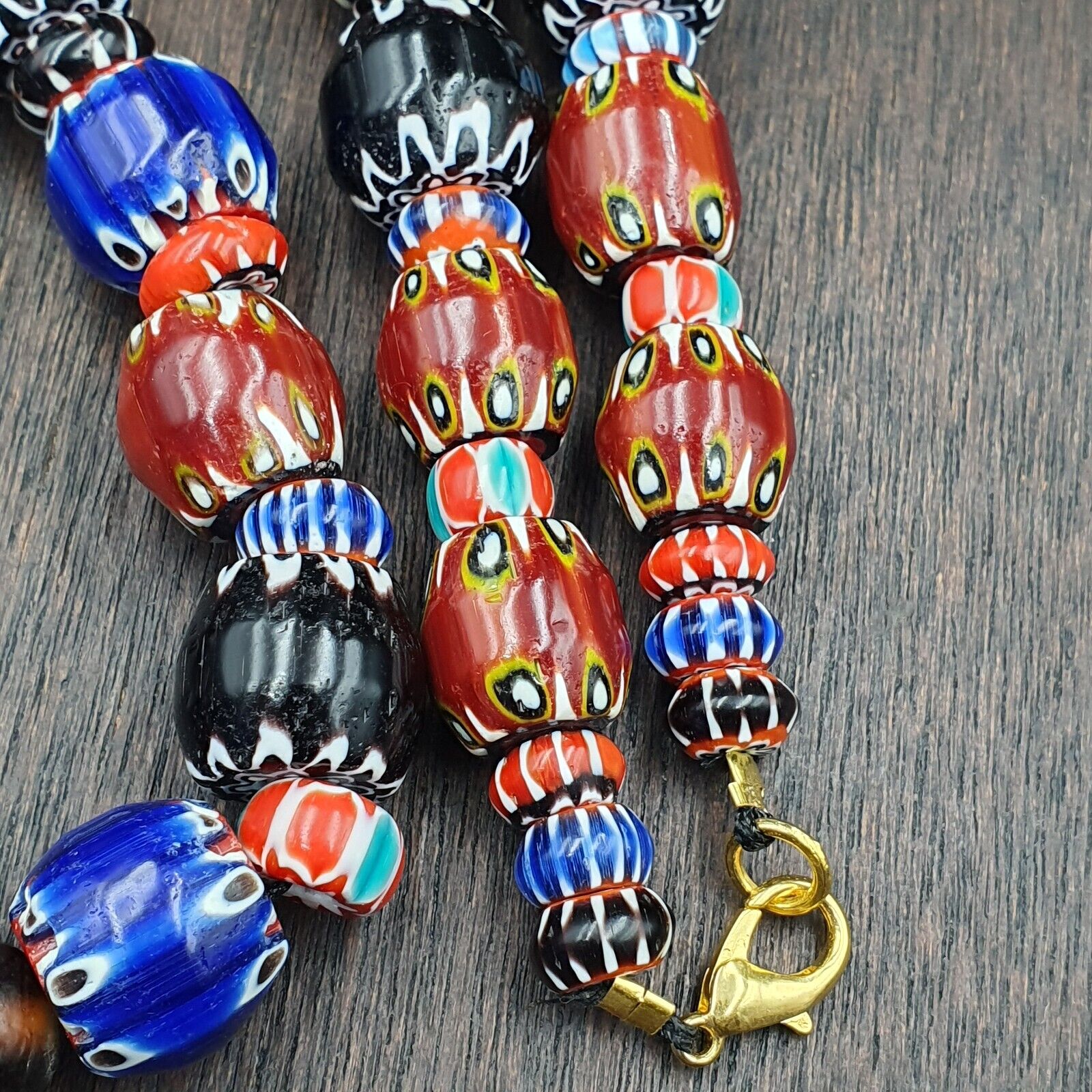 Vintage Chevron Venetian Style Multilayers Glass Beads Necklace 15mm MCH-1