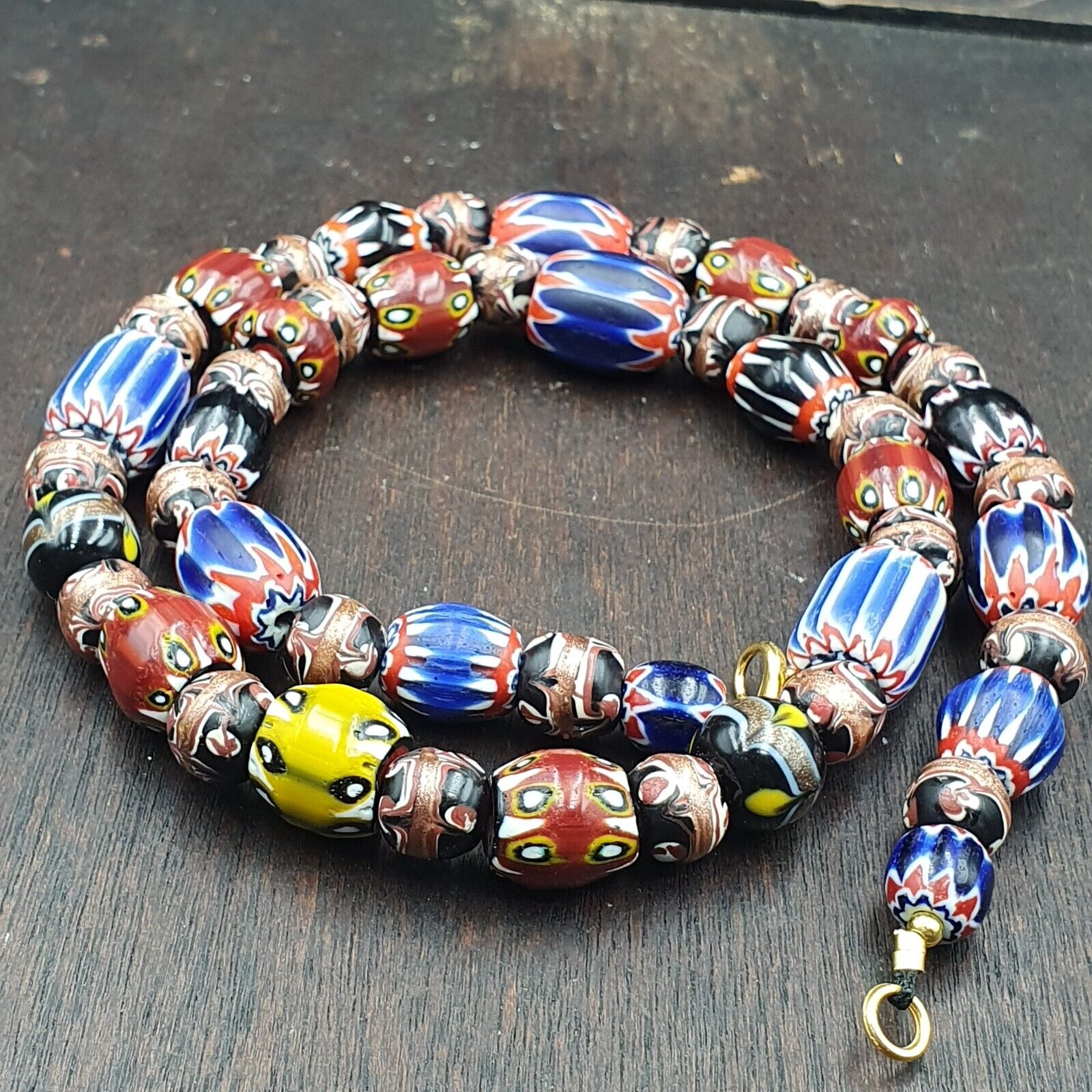 Vintage Chevron Venetian Style Multilayers Glass Beads Necklace 15-8mm MCH-3
