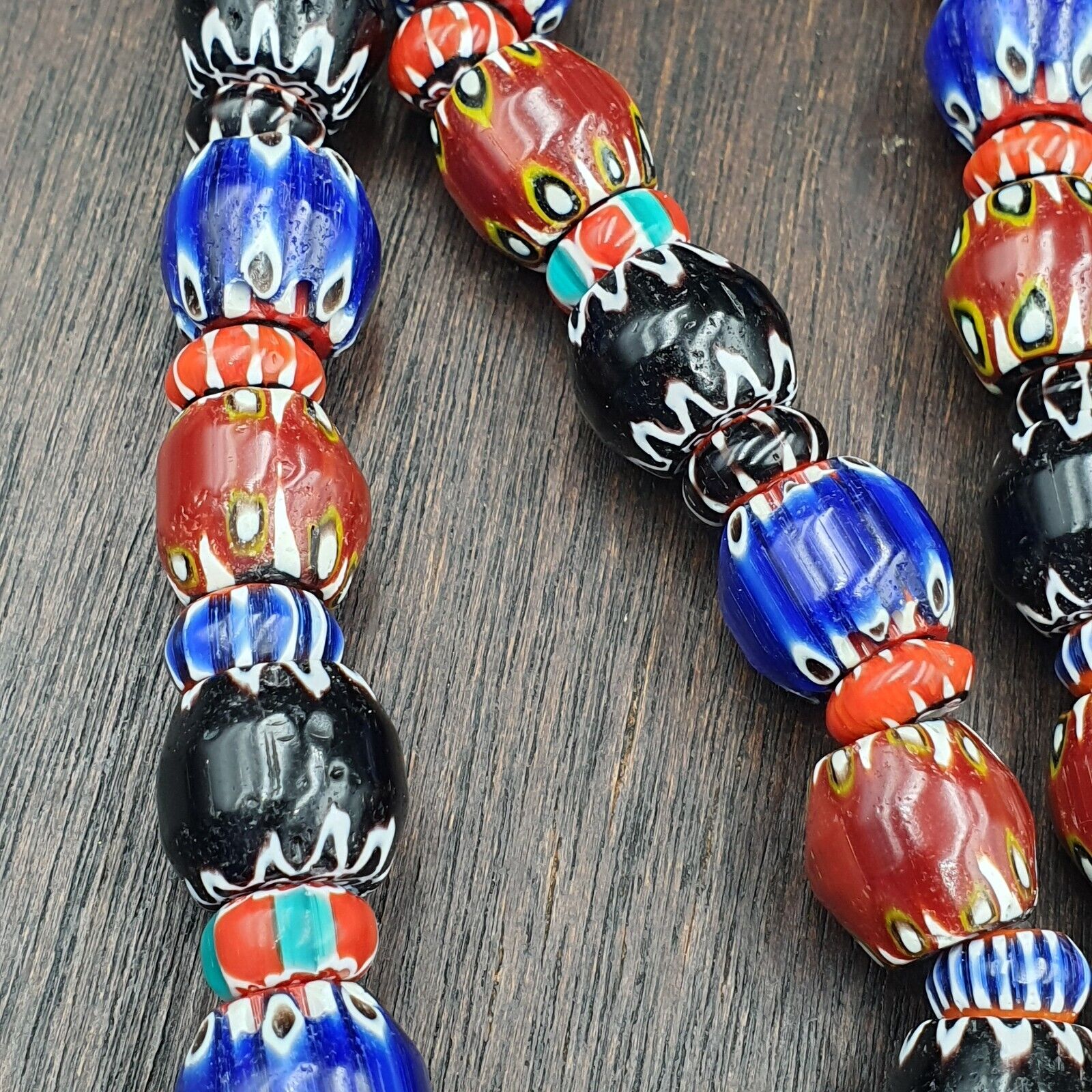 Vintage Chevron Venetian Style Multilayers Glass Beads Necklace 15mm MCH-1