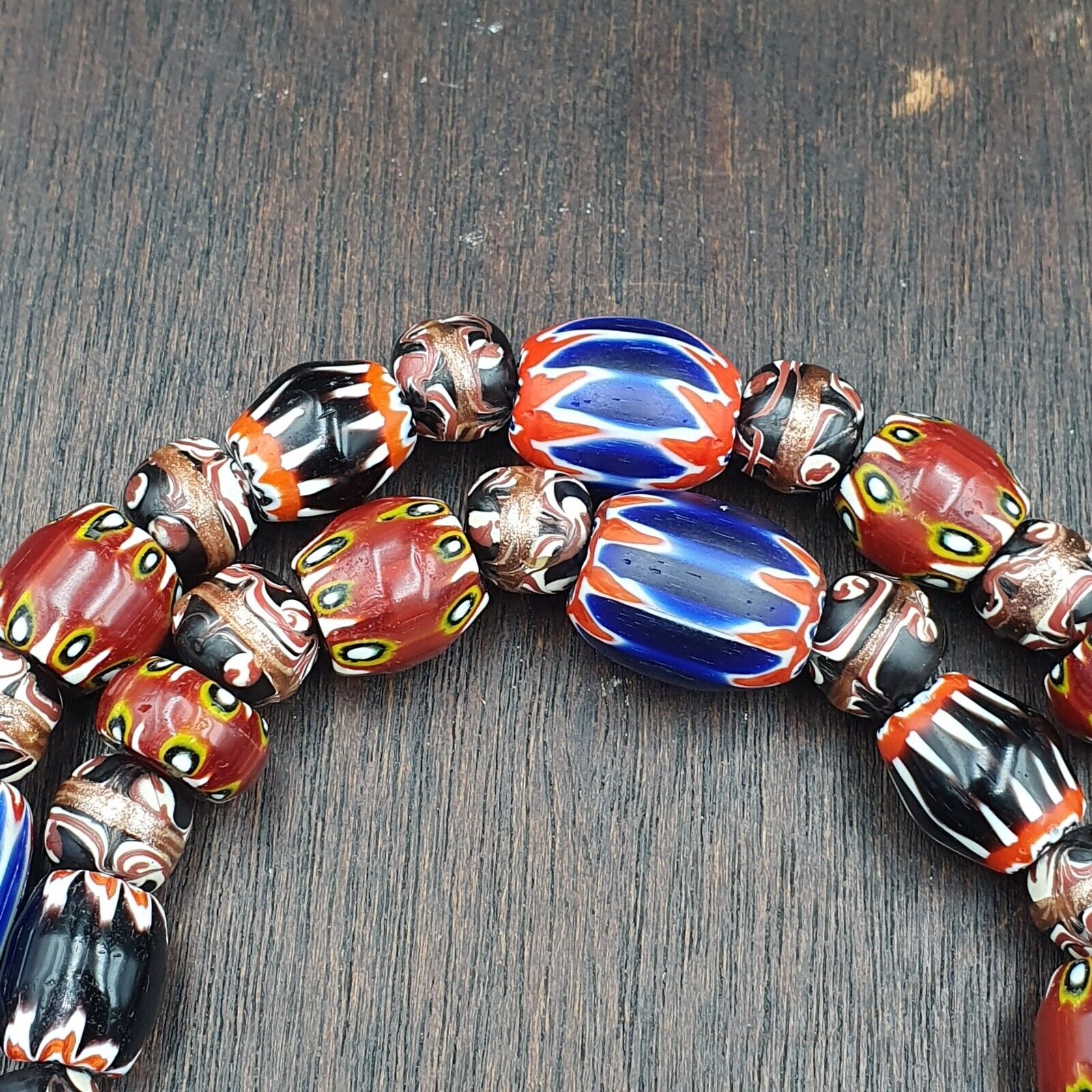 Vintage Chevron Venetian Style Multilayers Glass Beads Necklace 15-8mm MCH-3
