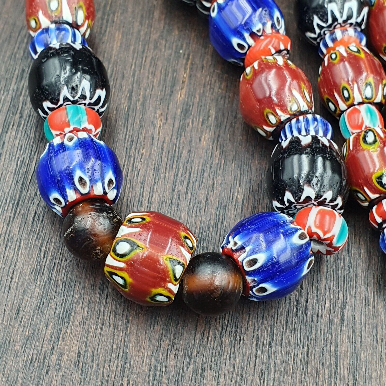 Vintage Chevron Venetian Style Multilayers Glass Beads Necklace 15mm MCH-1