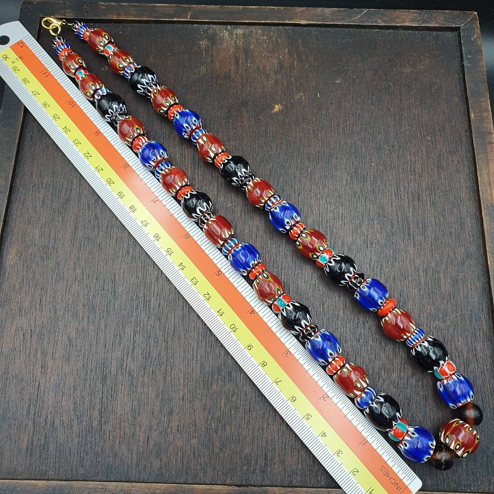 Vintage Chevron Venetian Style Multilayers Glass Beads Necklace 15mm MCH-1