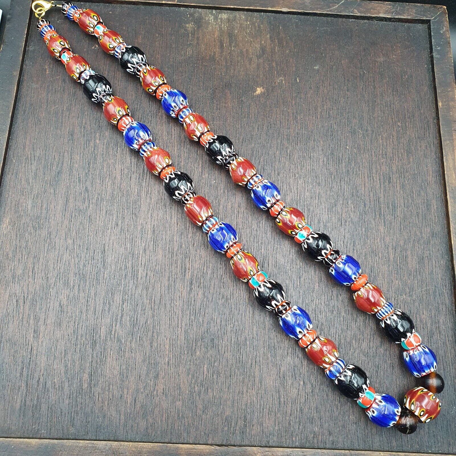 Vintage Chevron Venetian Style Multilayers Glass Beads Necklace 15mm MCH-1