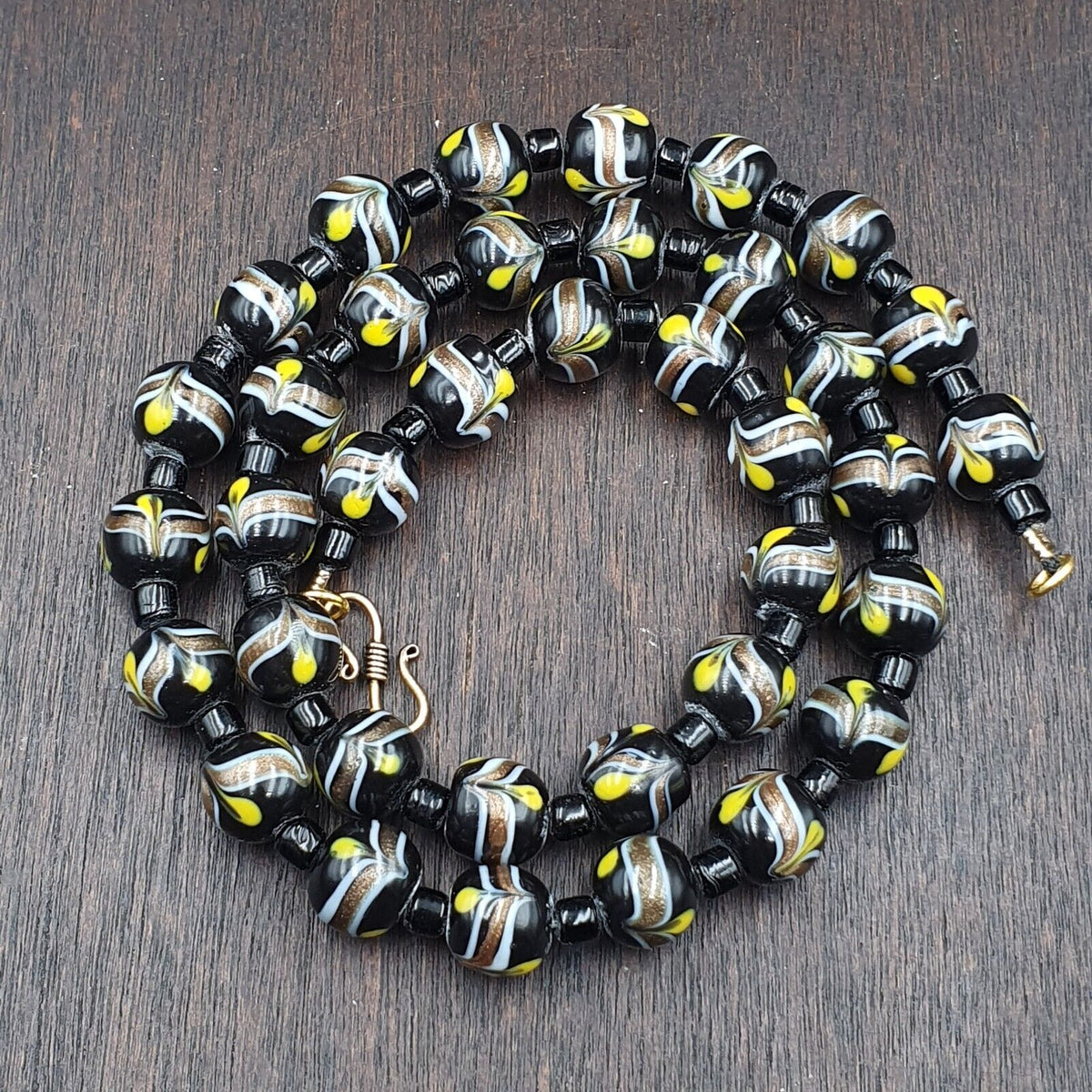 Vintage Venetian Style Wedding Cake Glass Beads Necklace 12mm WDK-1