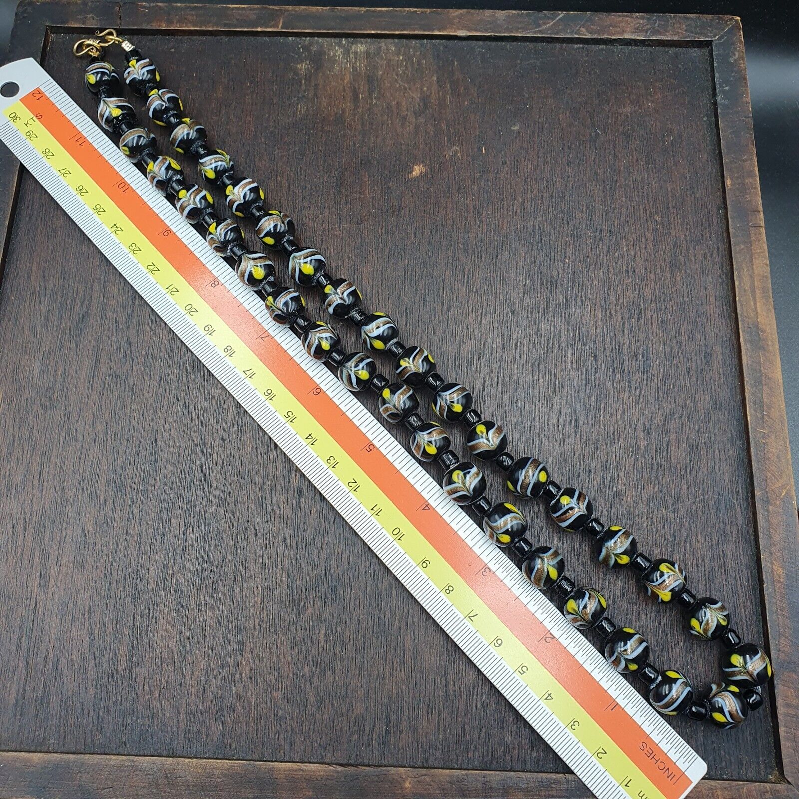 Vintage Venetian Style Wedding Cake Glass Beads Necklace 12mm WDK-1