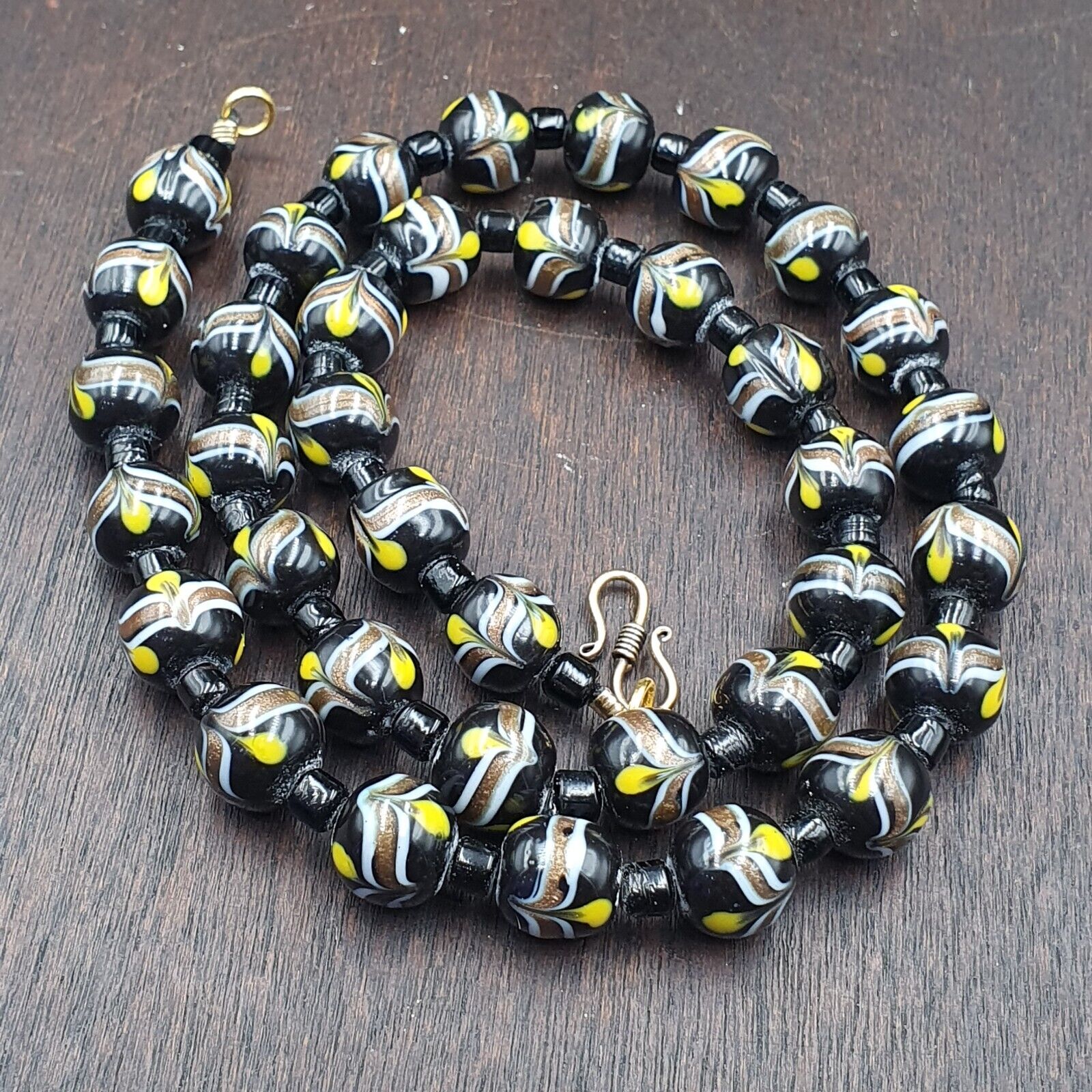 Vintage Venetian Style Wedding Cake Glass Beads Necklace 12mm WDK-1