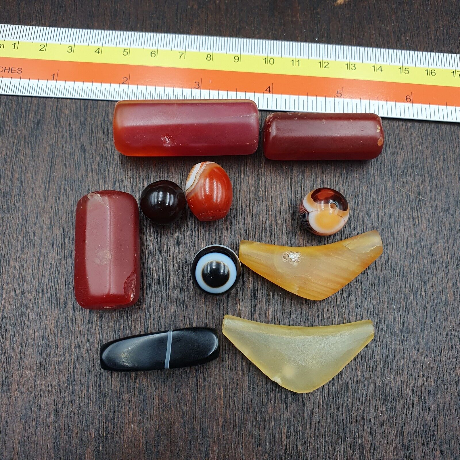 Antique Old Yemeni Agate vintage Tibetan Himalayan Eye Agate Bead Lot 10 Pcs