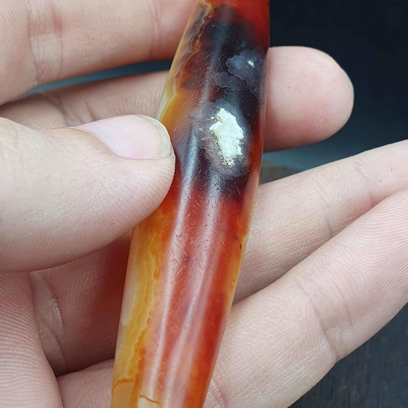Antique Yemeni Old Crystal Agate Middle Eastern yellow Agate Bead -35Y